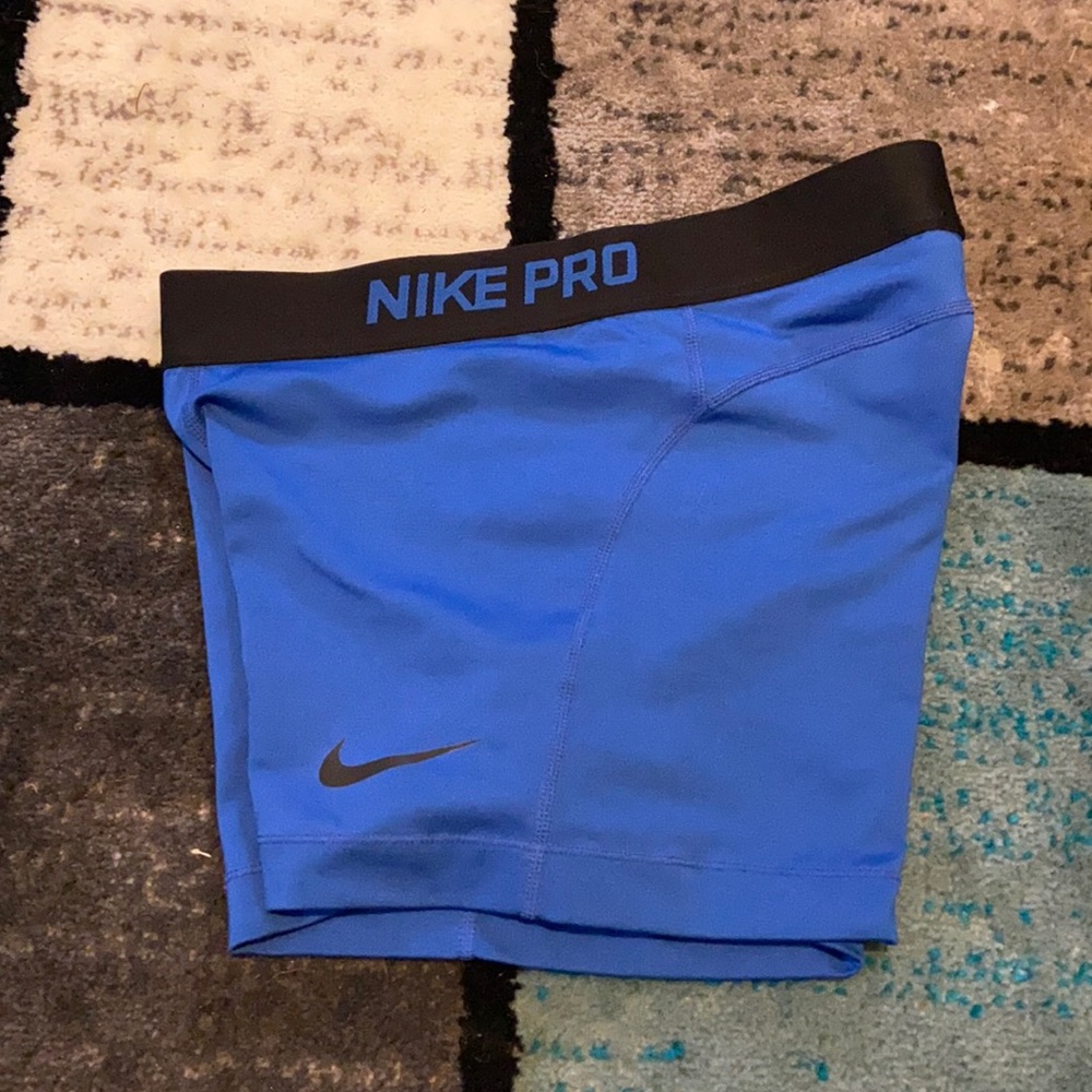 Blue Nike Pro booty shorts